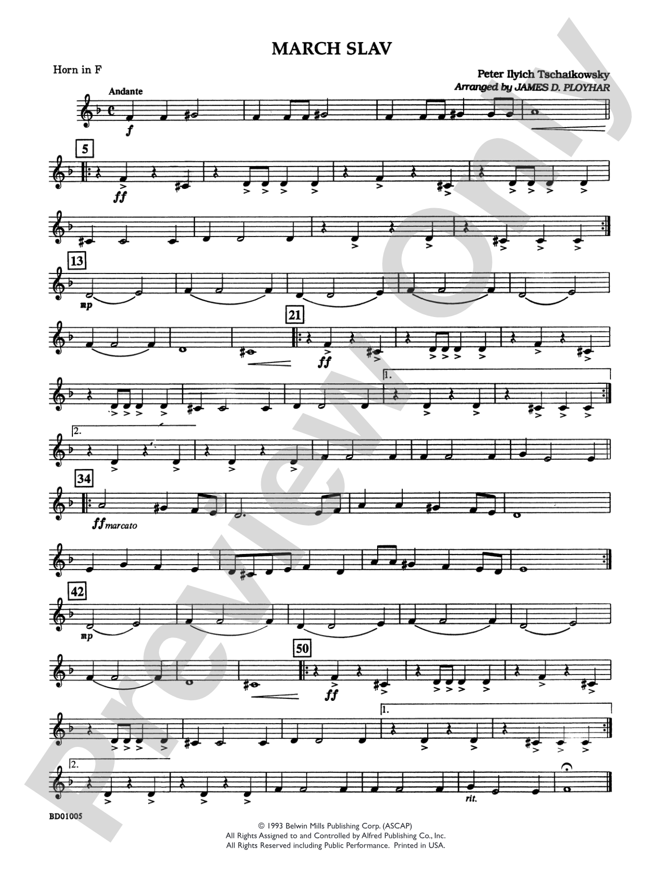 March Slav: 1st F Horn
