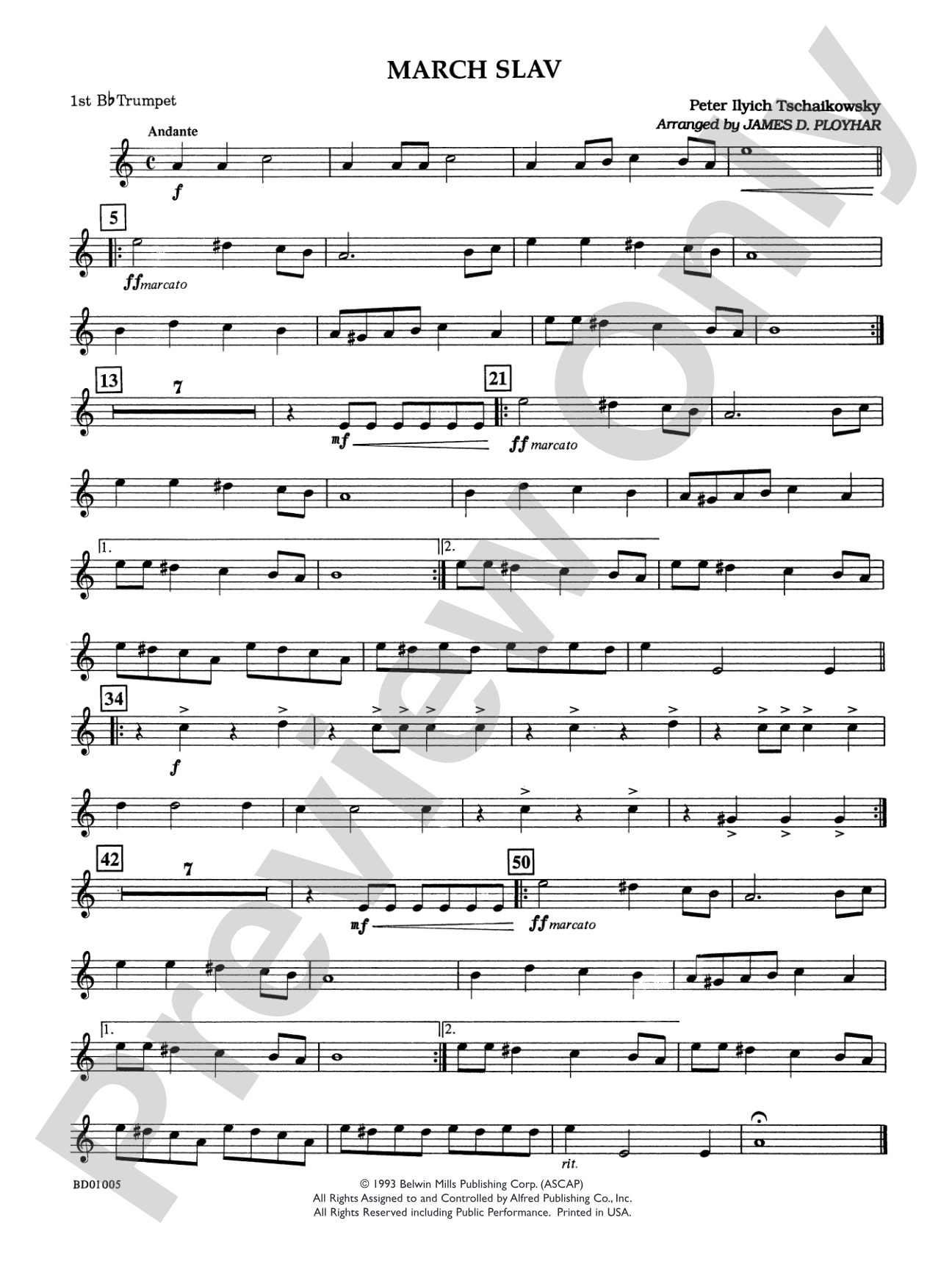 March Slav: 1st B-flat Trumpet