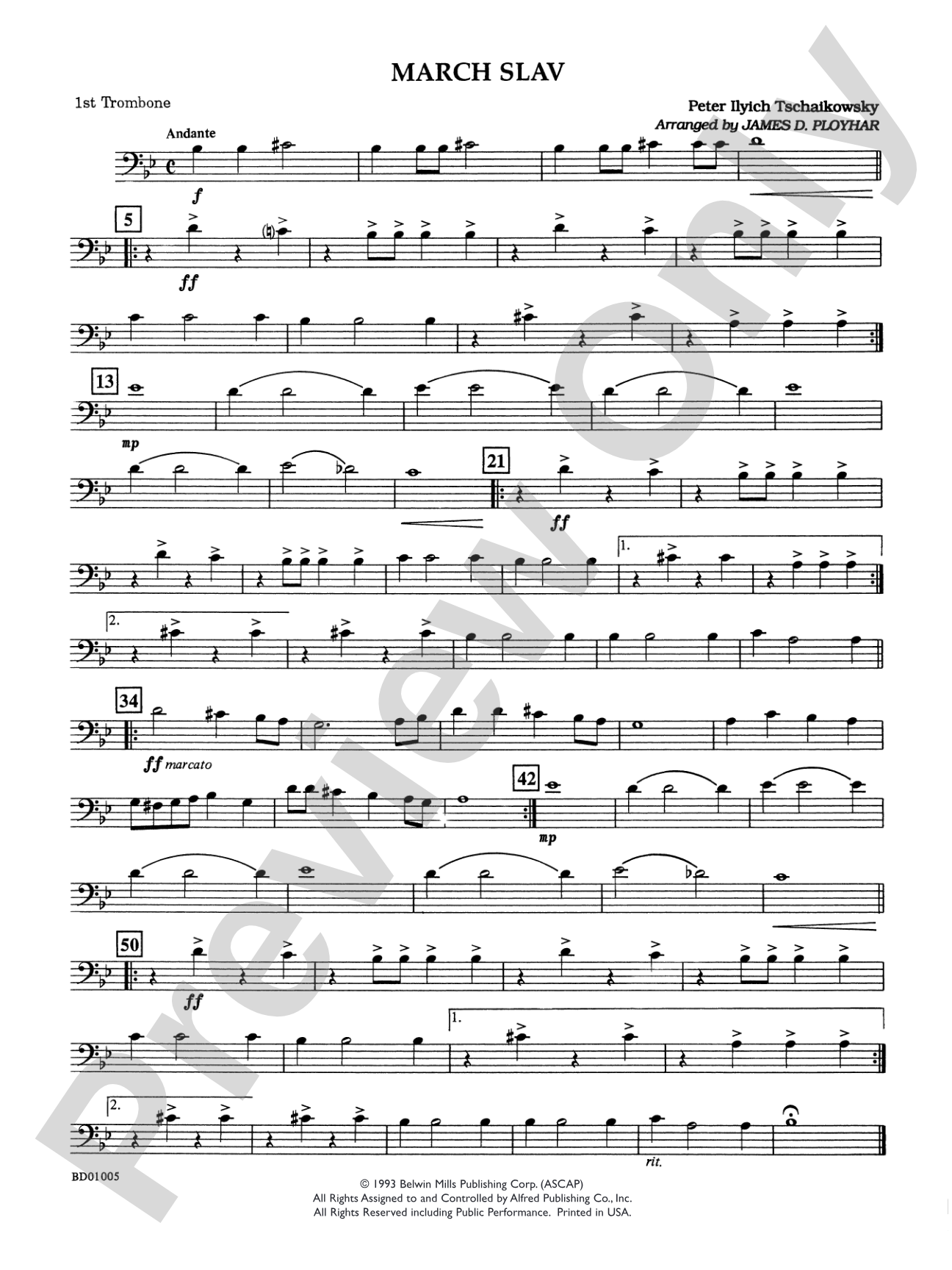 March Slav: 1st Trombone