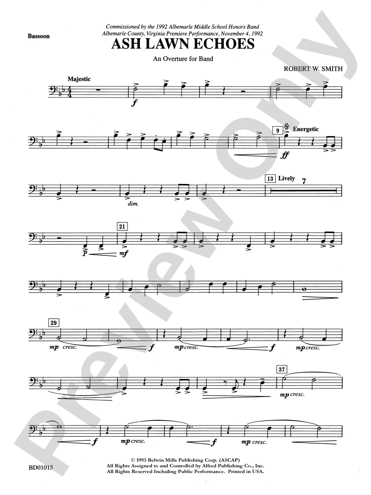 Ash Lawn Echoes (An Overture for Band): Bassoon