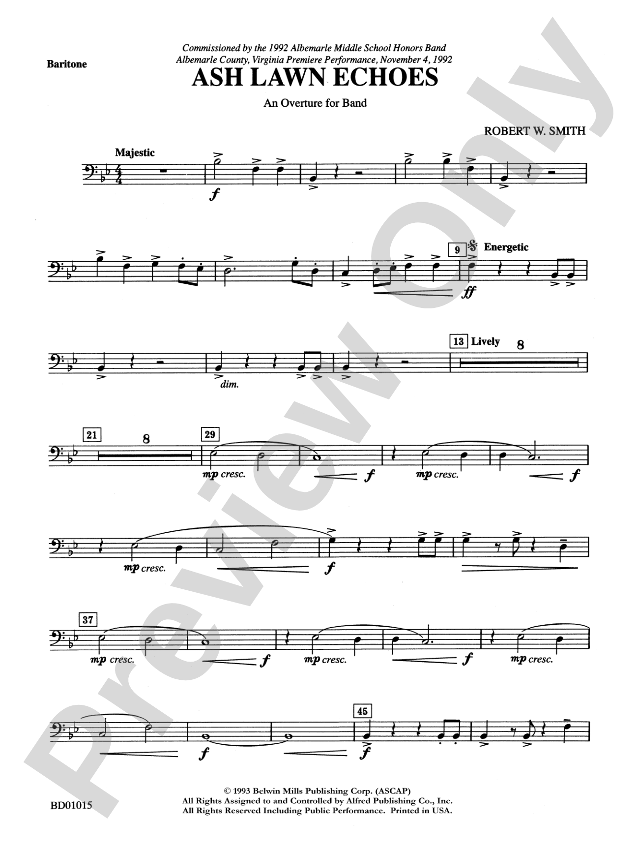 Ash Lawn Echoes (An Overture for Band): Baritone B.C.