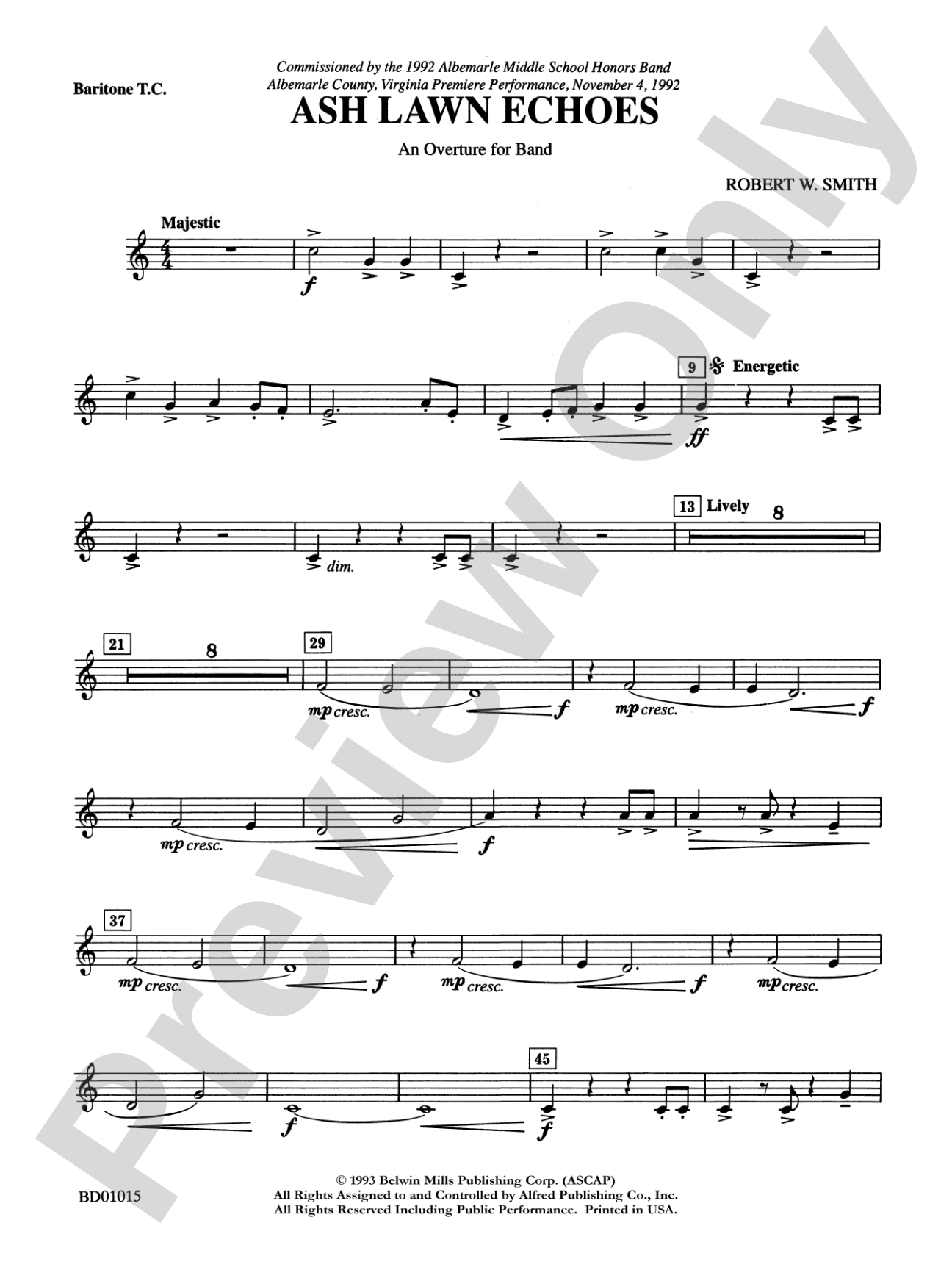 Ash Lawn Echoes (An Overture for Band): Baritone T.C.