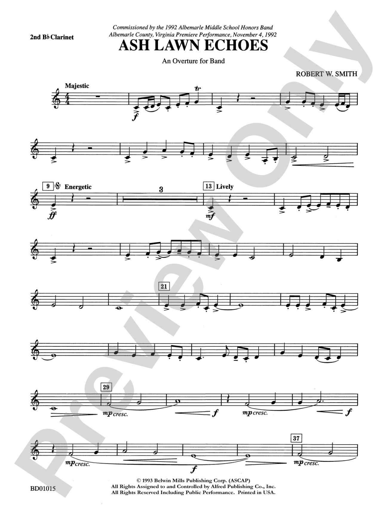 Ash Lawn Echoes (An Overture for Band): 2nd B-flat Clarinet