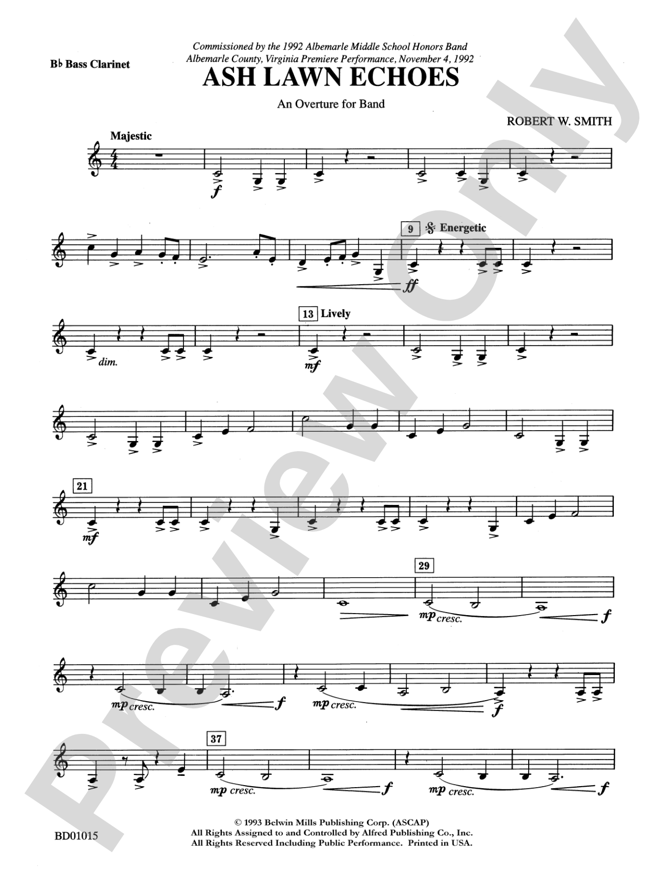 Ash Lawn Echoes (An Overture for Band): B-flat Bass Clarinet