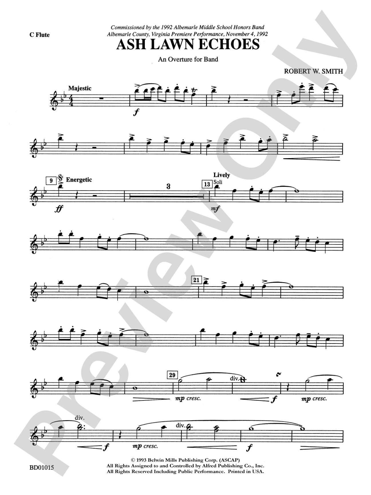 Ash Lawn Echoes (An Overture for Band): Flute
