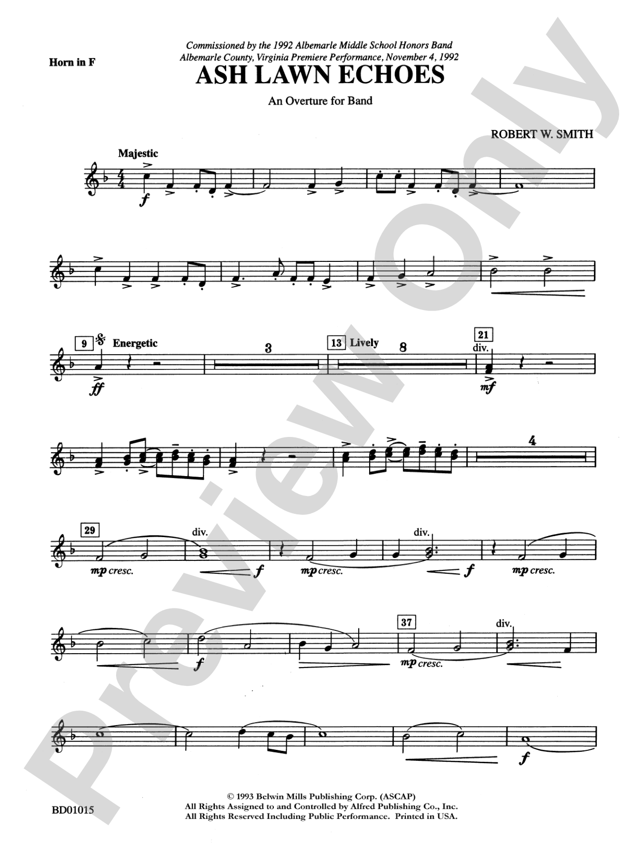Ash Lawn Echoes (An Overture for Band): 1st F Horn