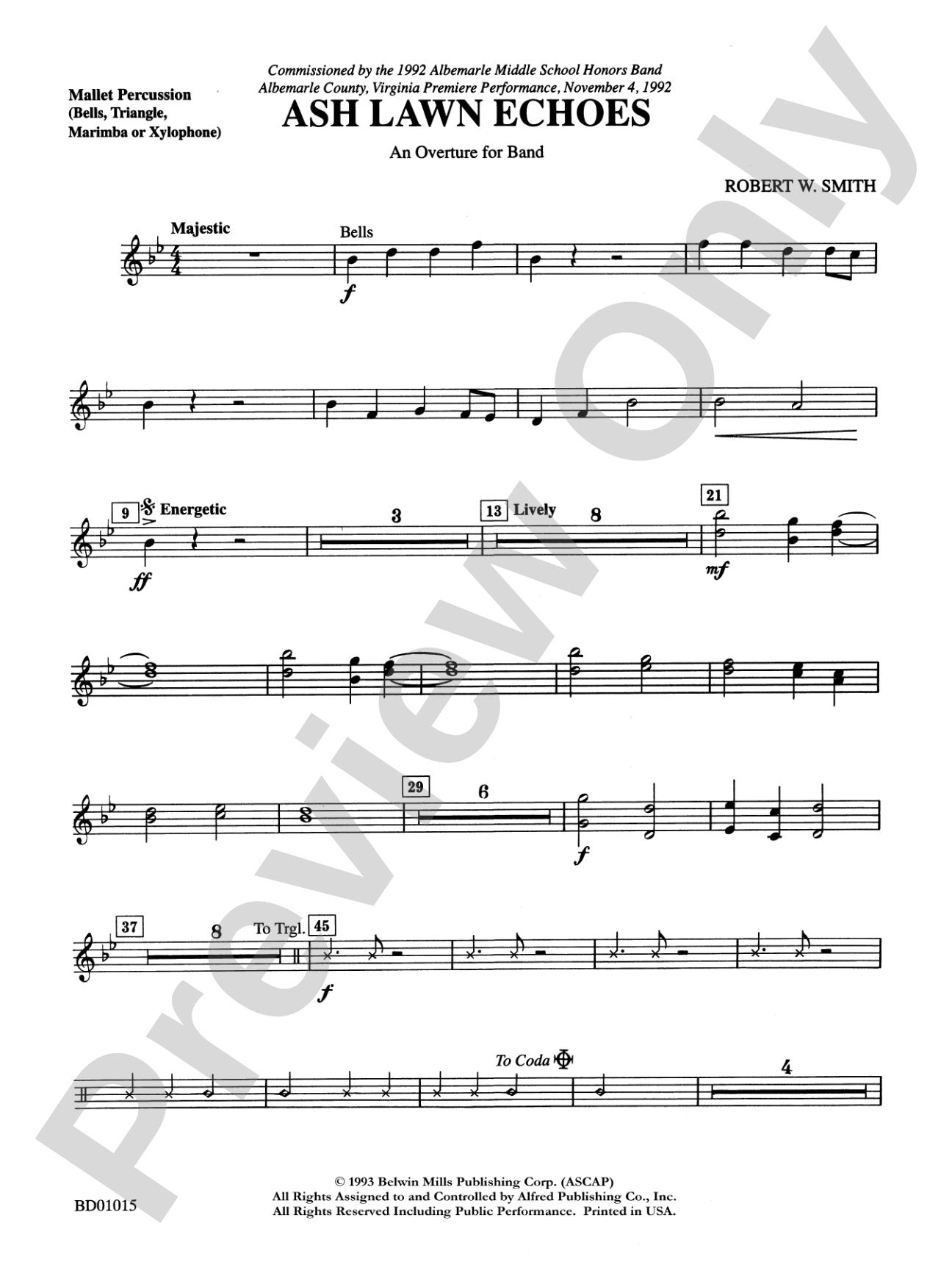 Ash Lawn Echoes (An Overture for Band): Mallets