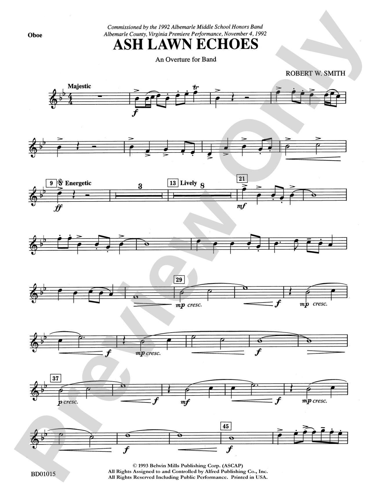 Ash Lawn Echoes (An Overture for Band): Oboe