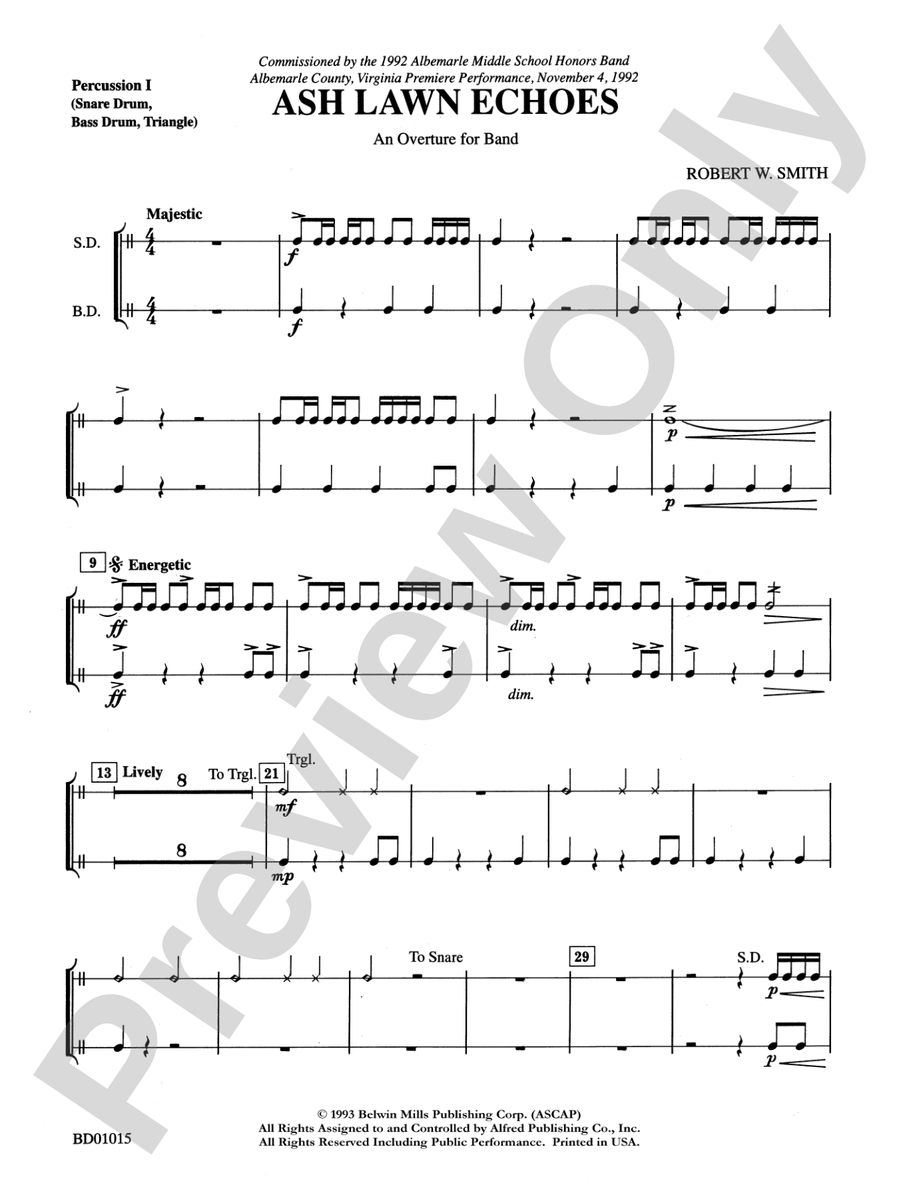 Ash Lawn Echoes (An Overture for Band): 1st Percussion