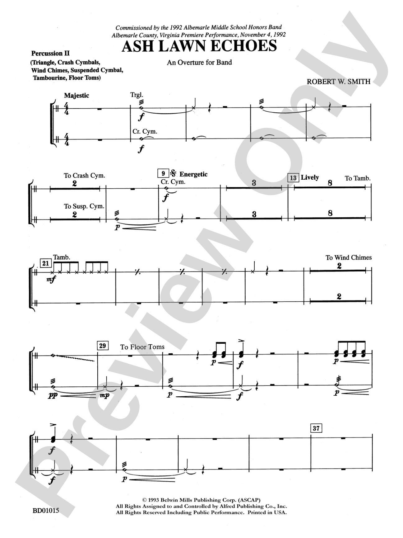 Ash Lawn Echoes (An Overture for Band): 2nd Percussion