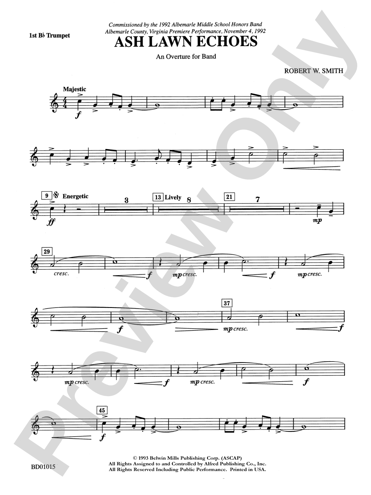 Ash Lawn Echoes (An Overture for Band): 1st B-flat Trumpet