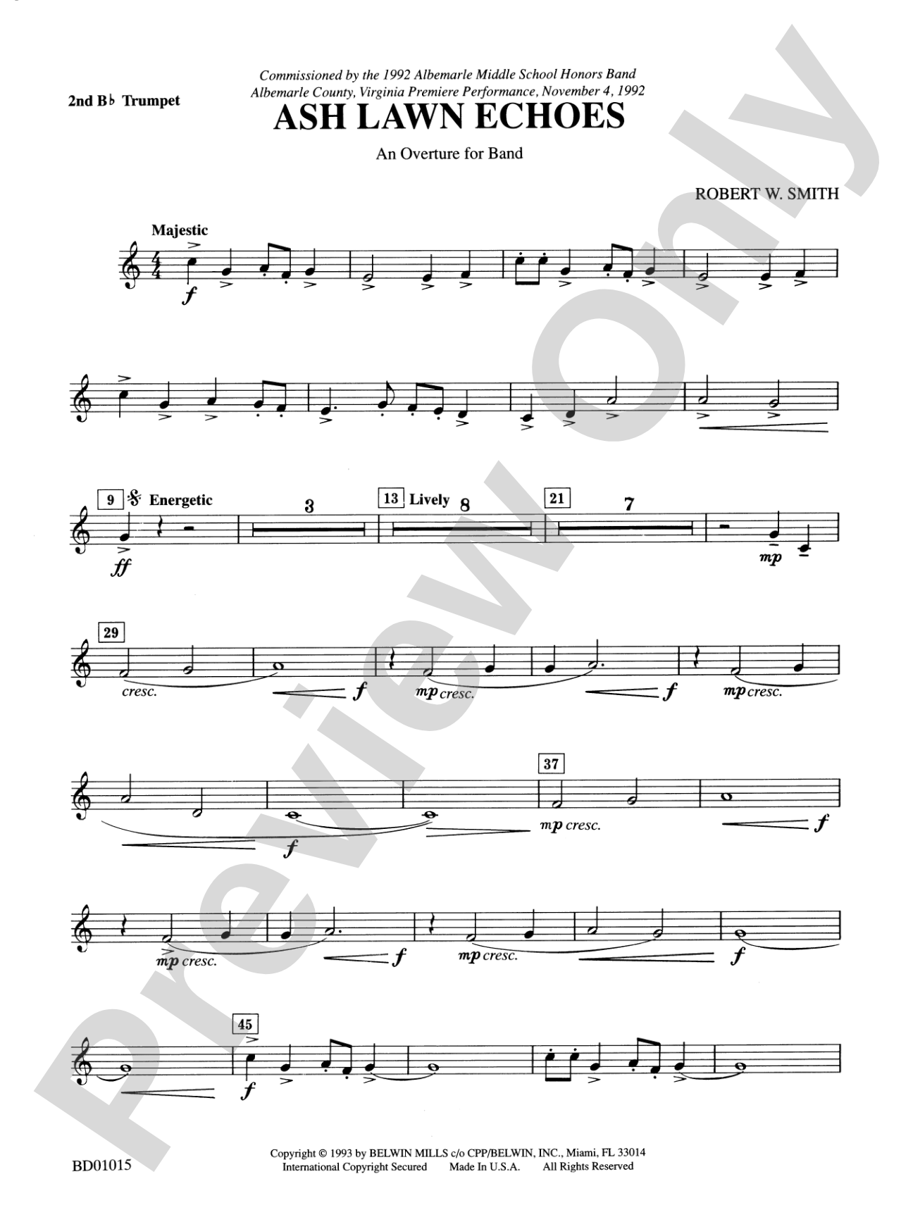 Ash Lawn Echoes (An Overture for Band): 2nd B-flat Trumpet
