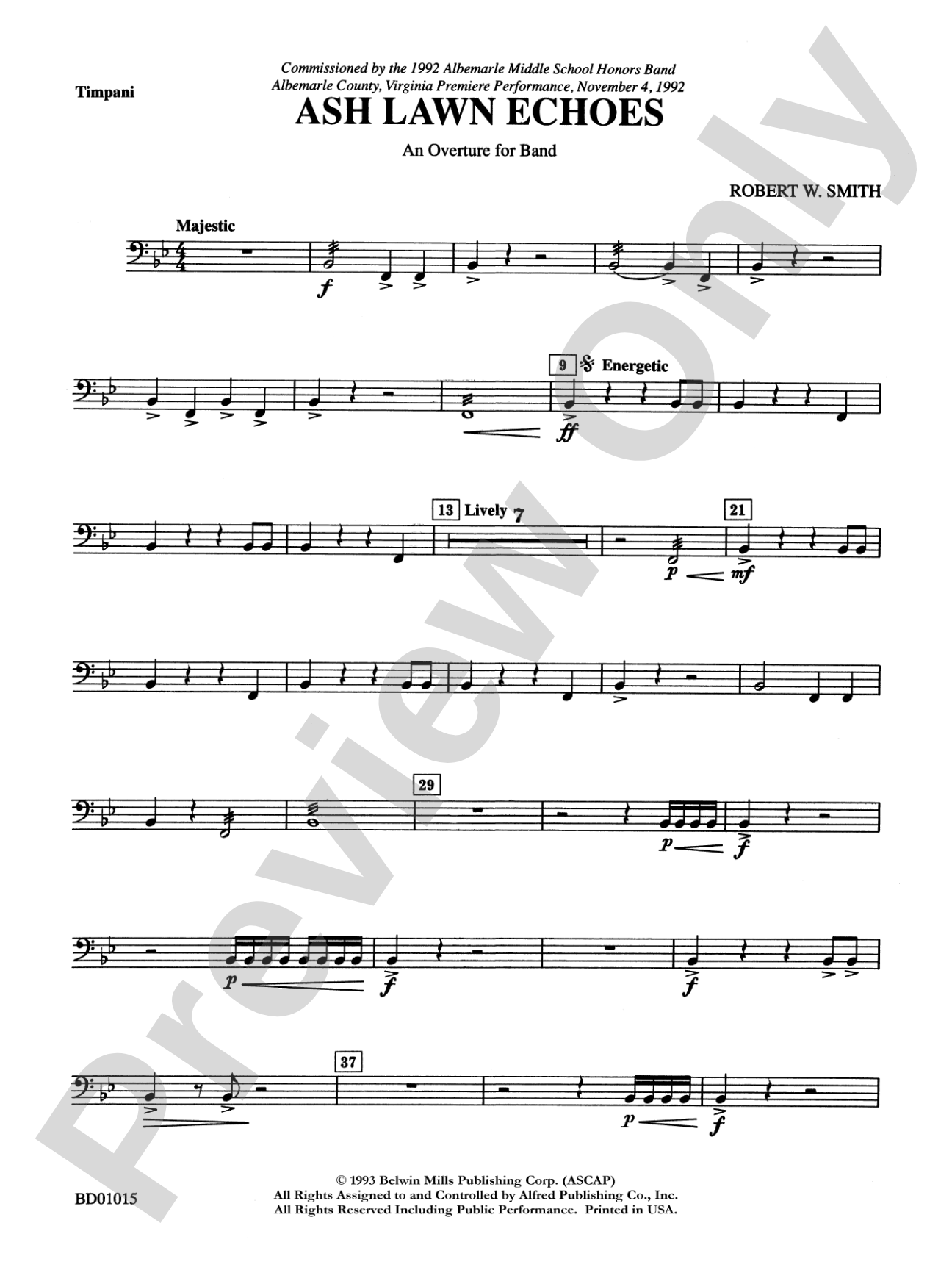 Ash Lawn Echoes (An Overture for Band): Timpani