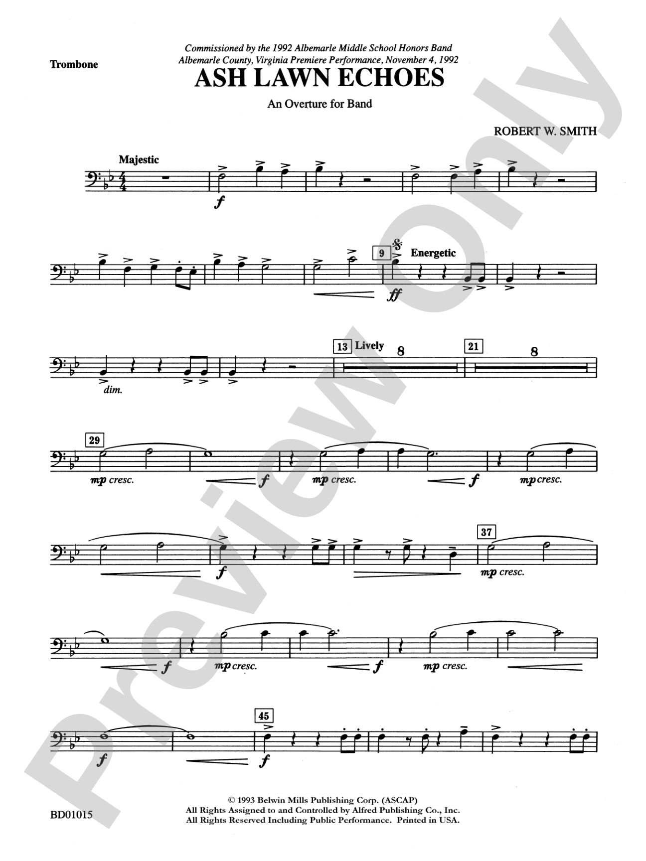 Ash Lawn Echoes (An Overture for Band): 1st Trombone