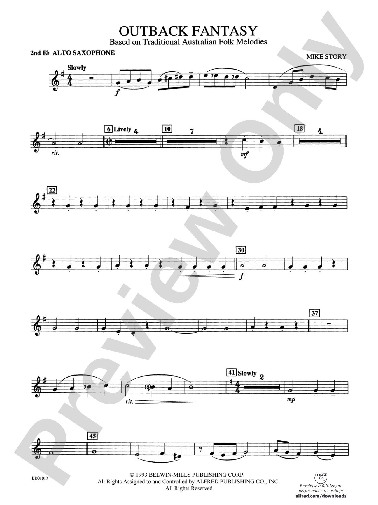 Outback Fantasy (based on Traditional Australian Folk Melodies): 2nd E-flat Alto Saxophone