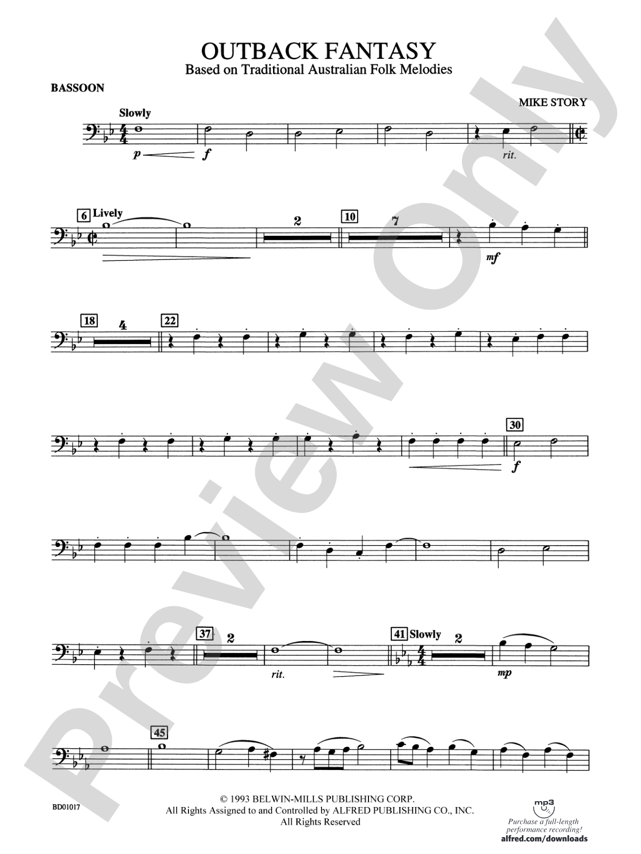 Outback Fantasy (based on Traditional Australian Folk Melodies): Bassoon