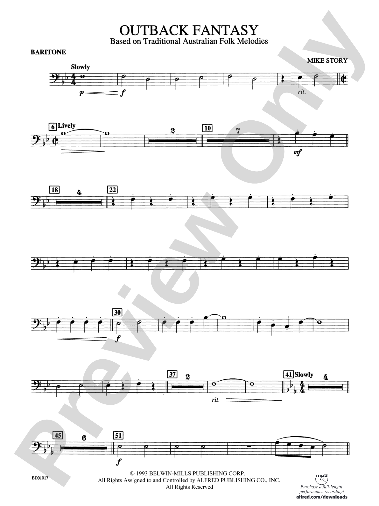 Outback Fantasy (based on Traditional Australian Folk Melodies): Baritone B.C.