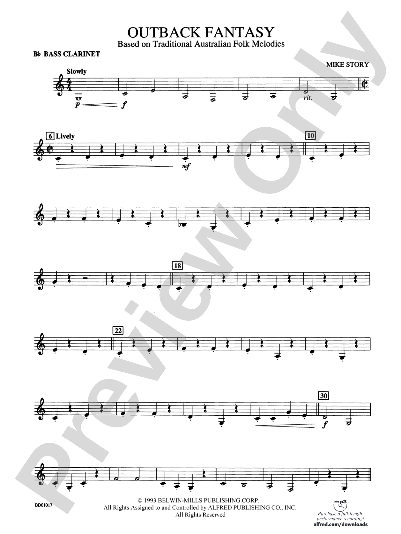 Outback Fantasy (based on Traditional Australian Folk Melodies): B-flat Bass Clarinet