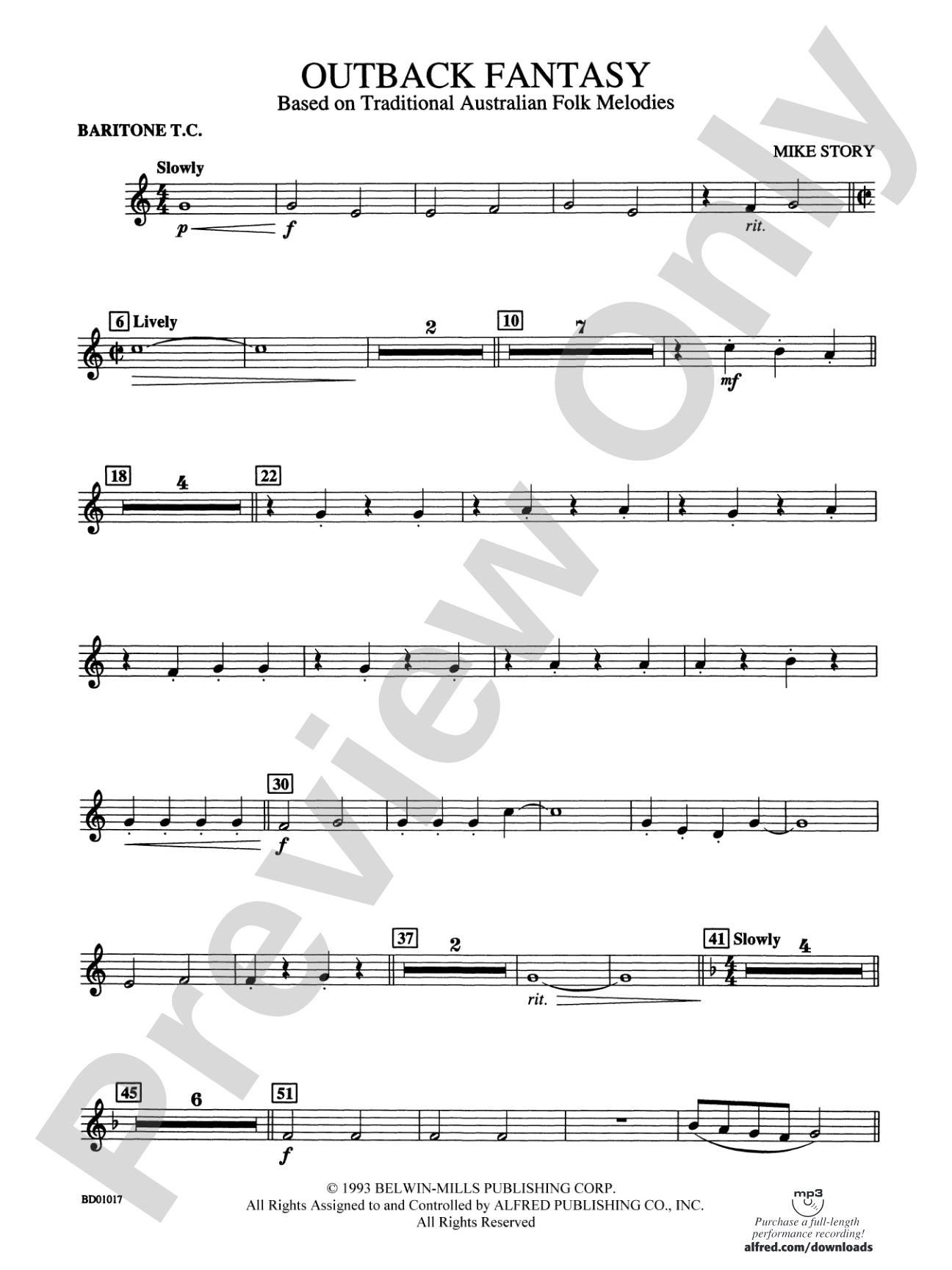 Outback Fantasy (based on Traditional Australian Folk Melodies): Baritone T.C.