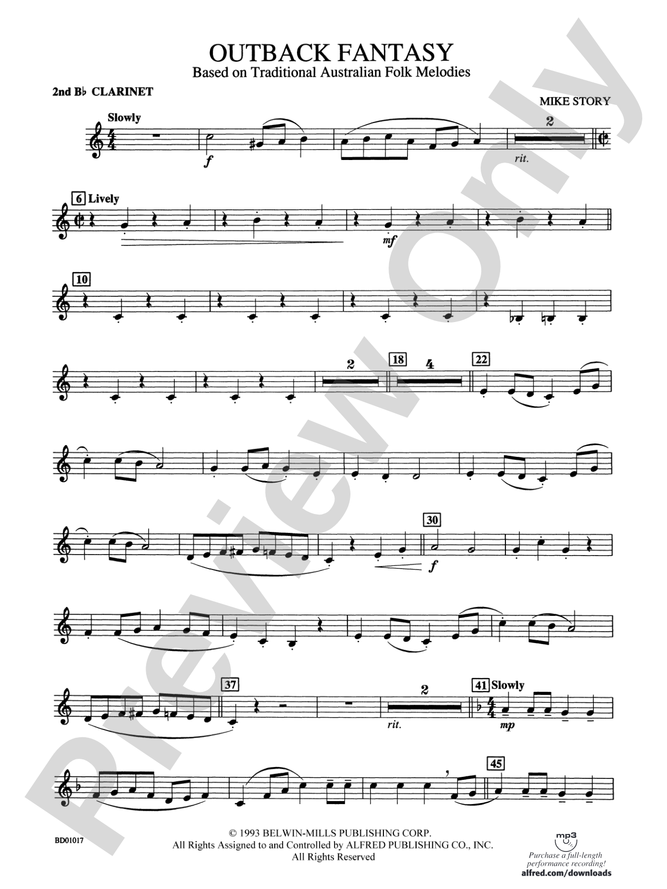 Outback Fantasy (based on Traditional Australian Folk Melodies): 2nd B-flat Clarinet