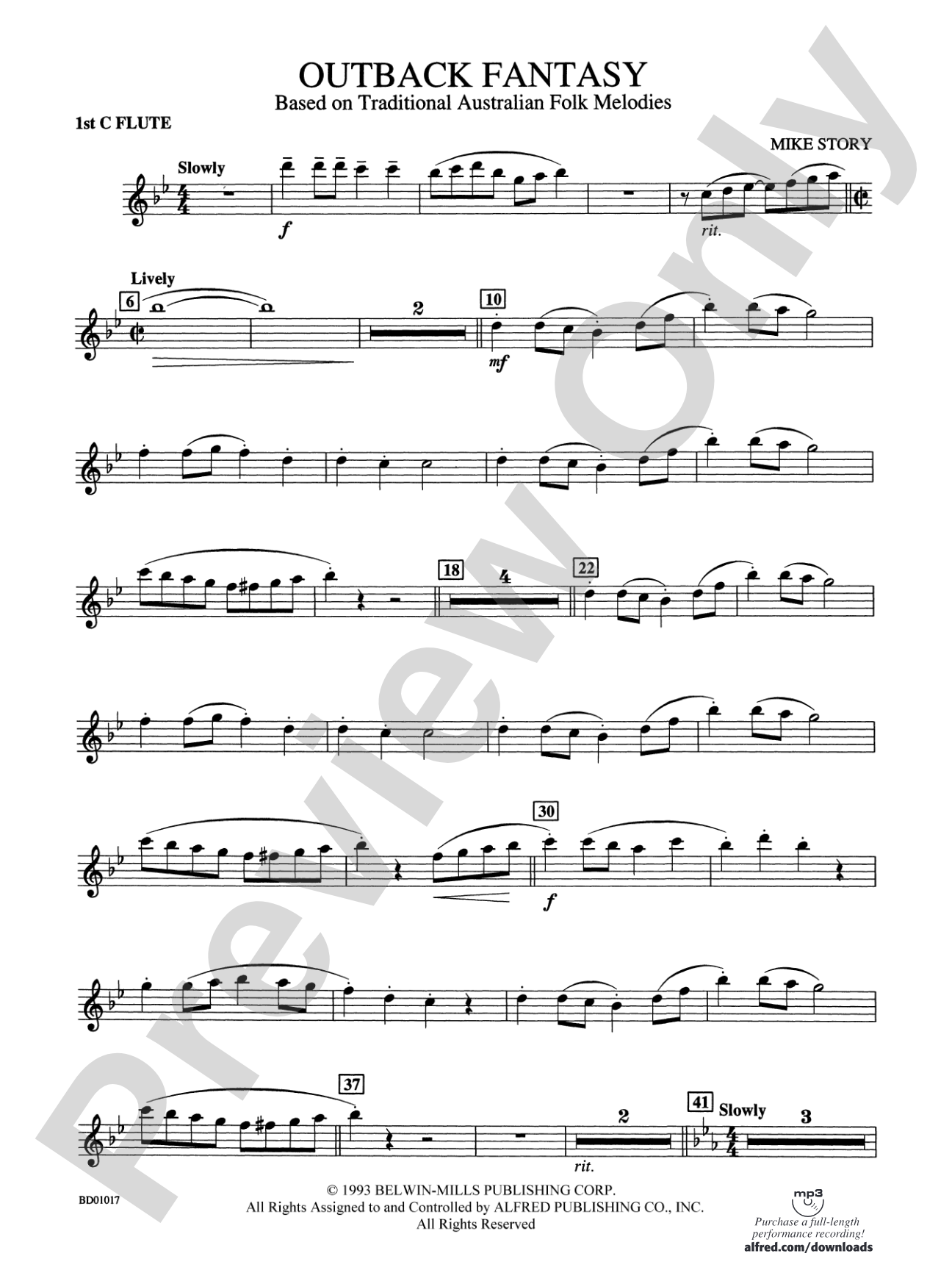 Outback Fantasy (based on Traditional Australian Folk Melodies): Flute