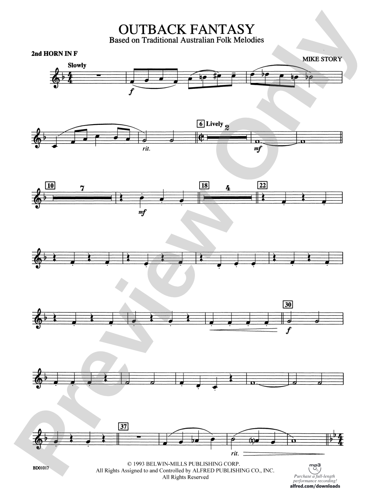 Outback Fantasy (based on Traditional Australian Folk Melodies): 2nd F Horn