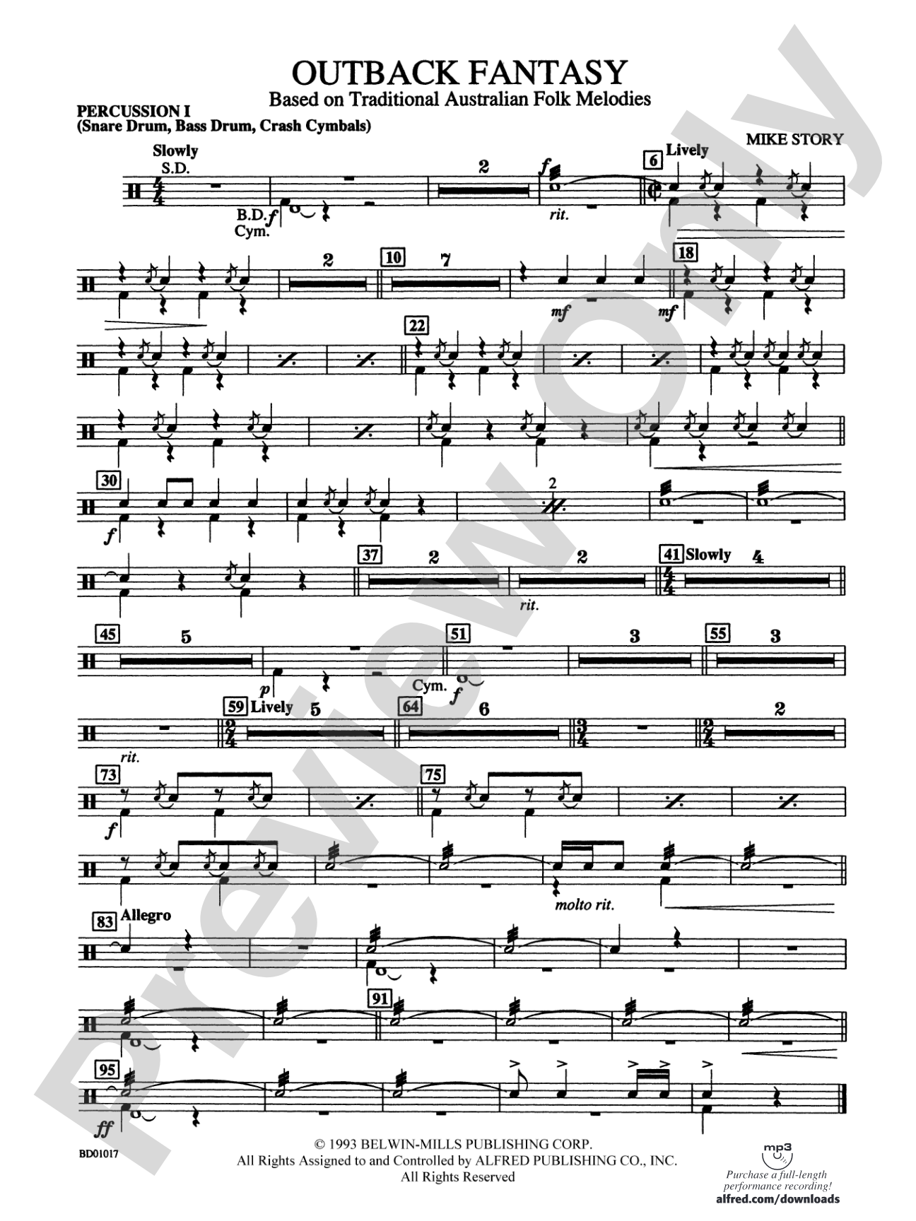 Outback Fantasy (based on Traditional Australian Folk Melodies): 1st Percussion