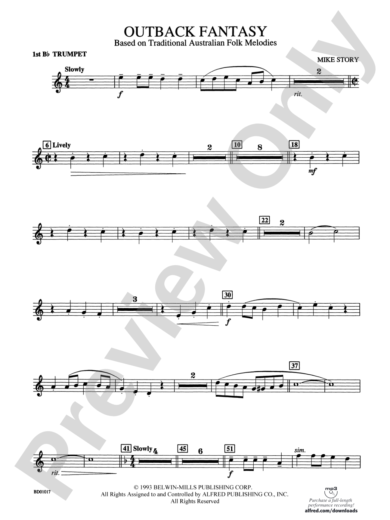 Outback Fantasy (based on Traditional Australian Folk Melodies): 1st B-flat Trumpet