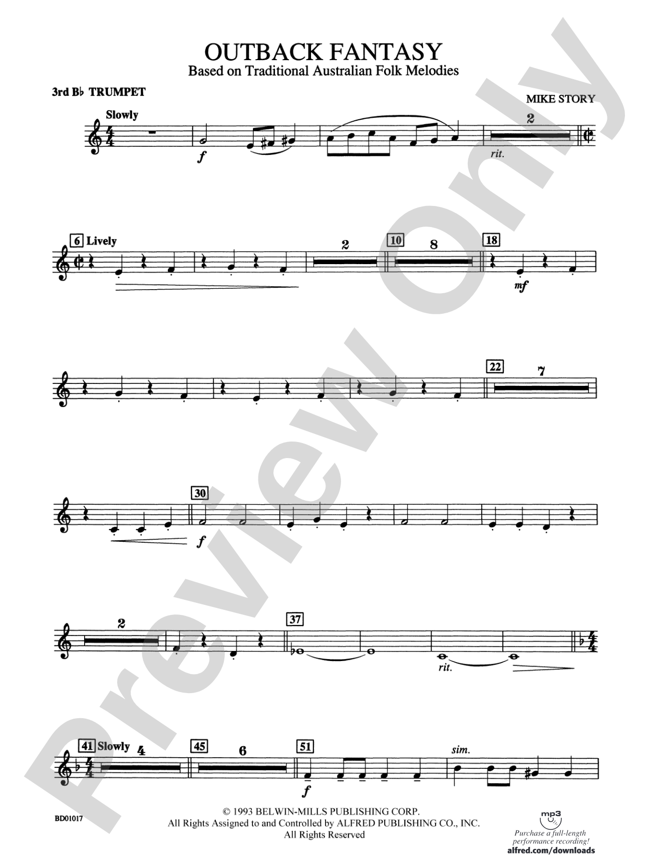 Outback Fantasy (based on Traditional Australian Folk Melodies): 3rd B-flat Trumpet
