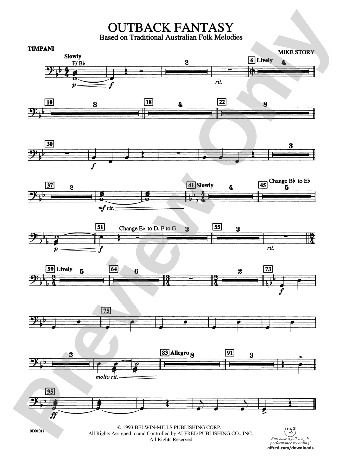 Outback Fantasy (based on Traditional Australian Folk Melodies): Timpani