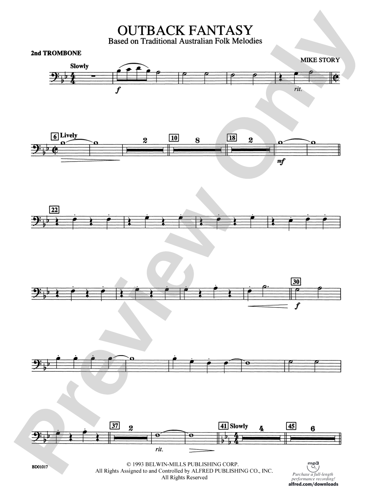 Outback Fantasy (based on Traditional Australian Folk Melodies): 2nd Trombone
