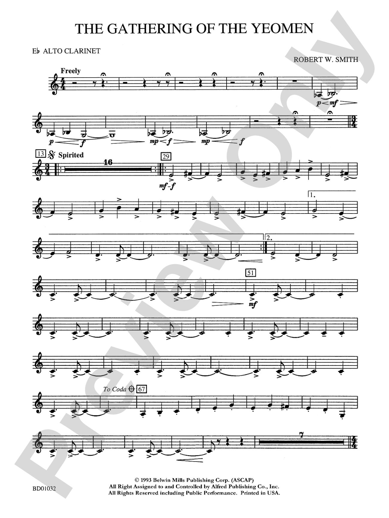 The Gathering of the Yeomen: E-flat Alto Clarinet