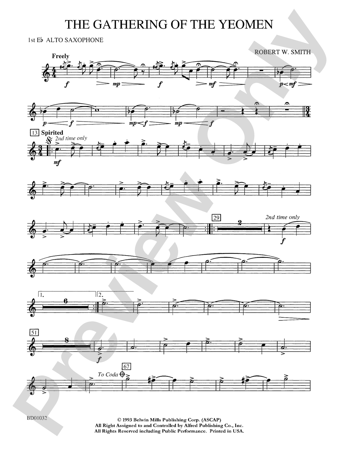 The Gathering of the Yeomen: E-flat Alto Saxophone