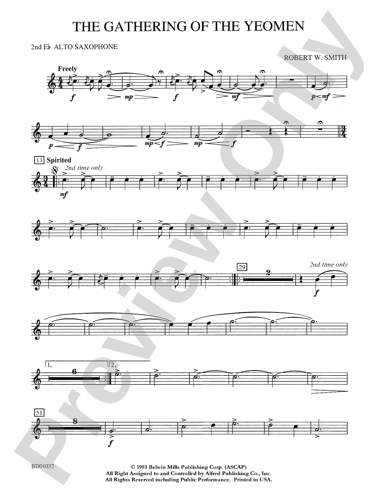 The Gathering of the Yeomen: 2nd E-flat Alto Saxophone