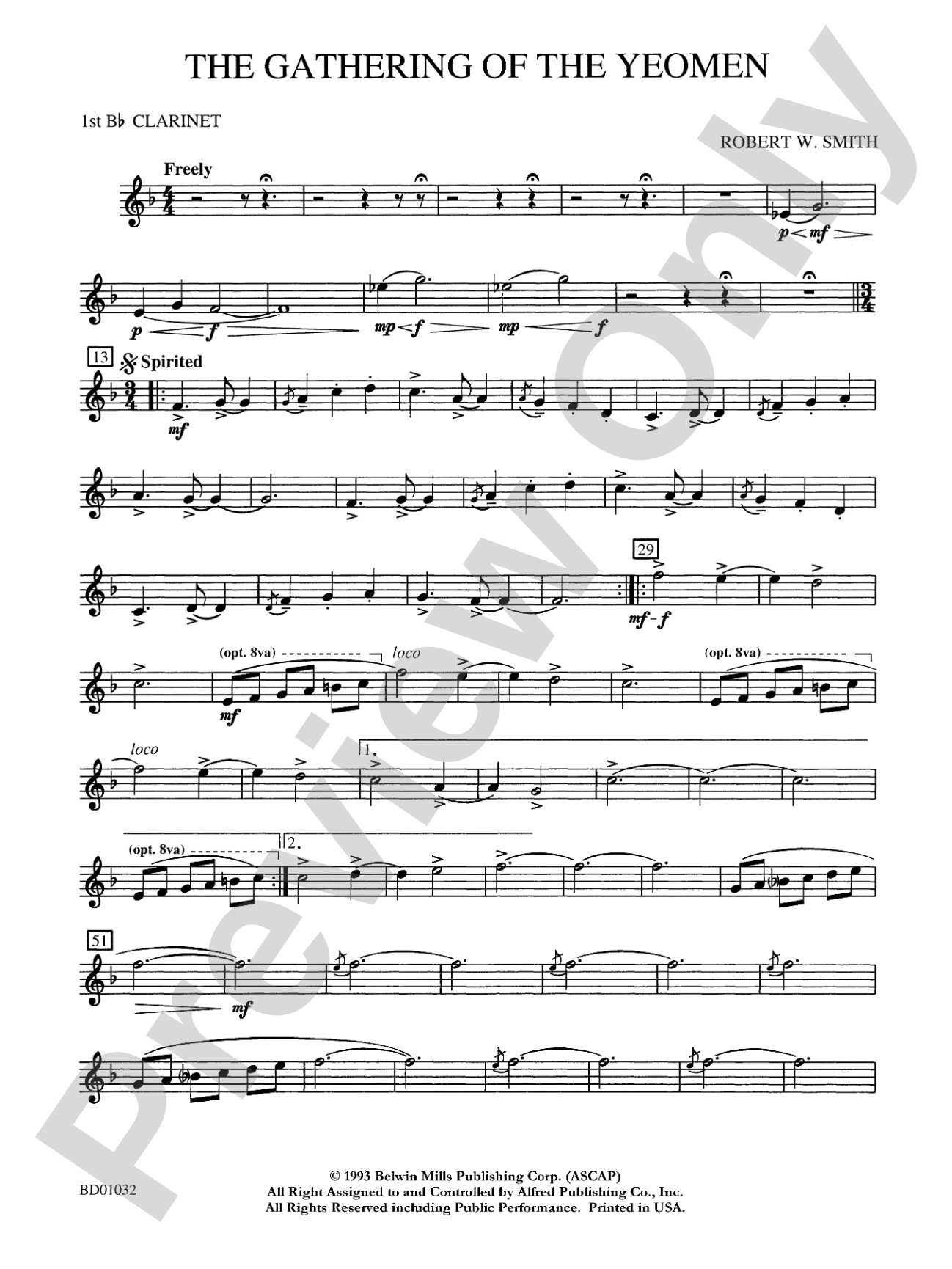 The Gathering of the Yeomen: 1st B-flat Clarinet