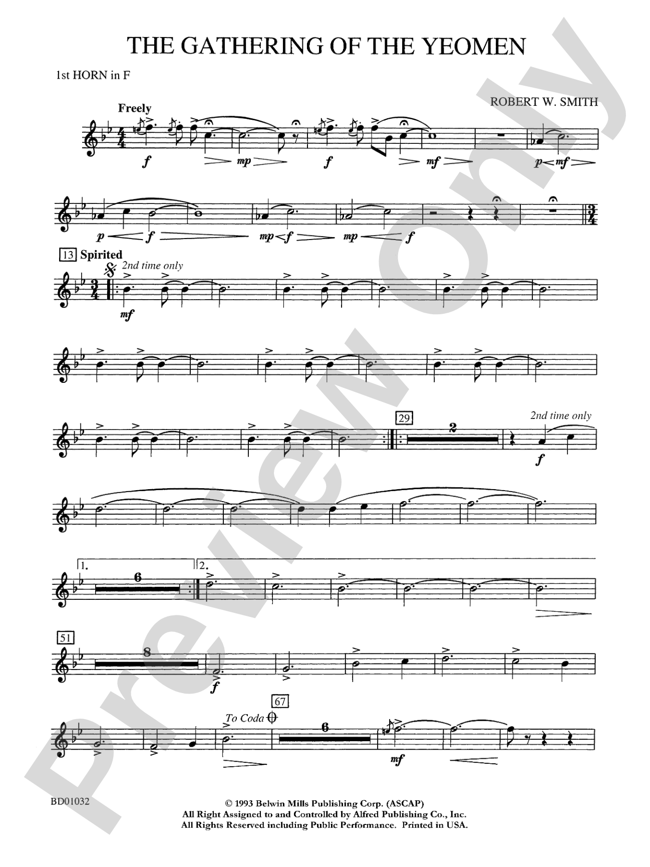 The Gathering of the Yeomen: 1st F Horn