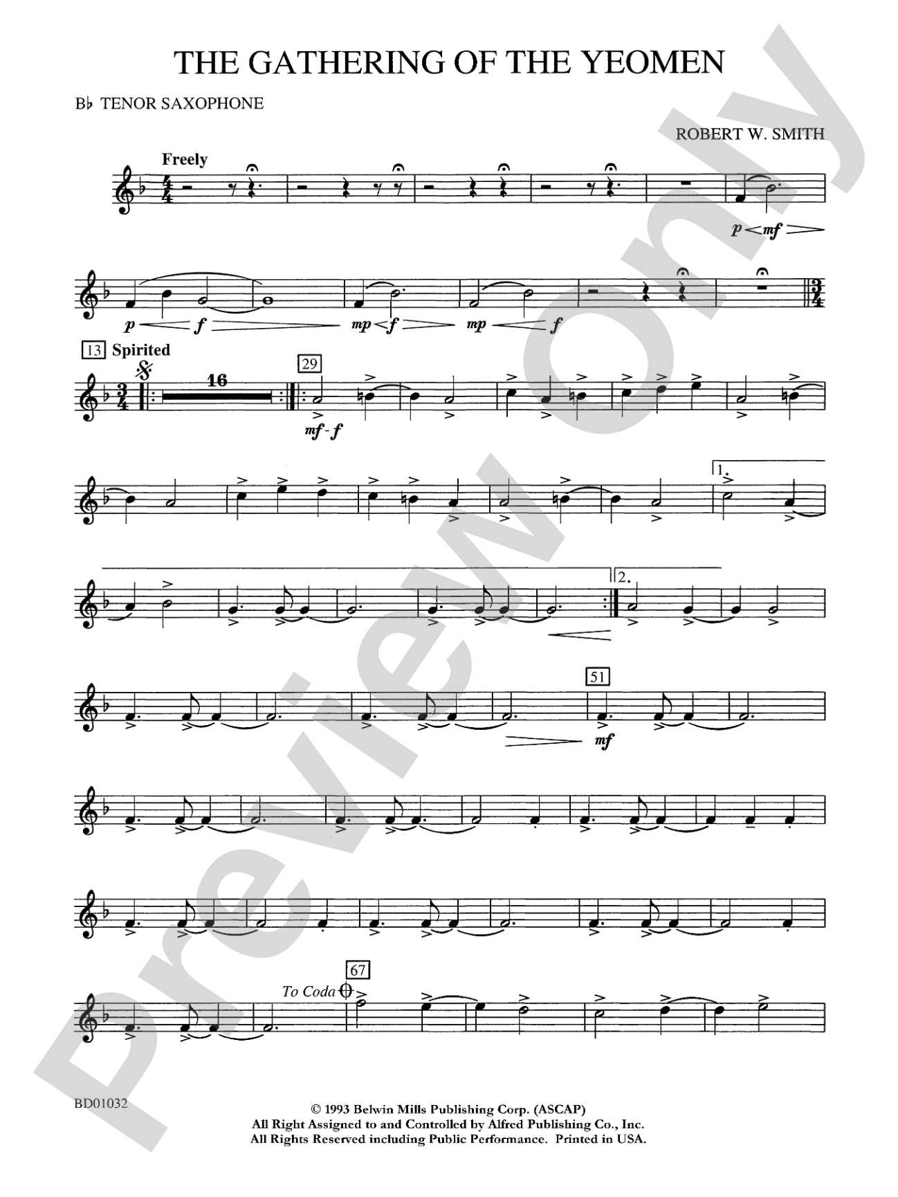 The Gathering of the Yeomen: B-flat Tenor Saxophone