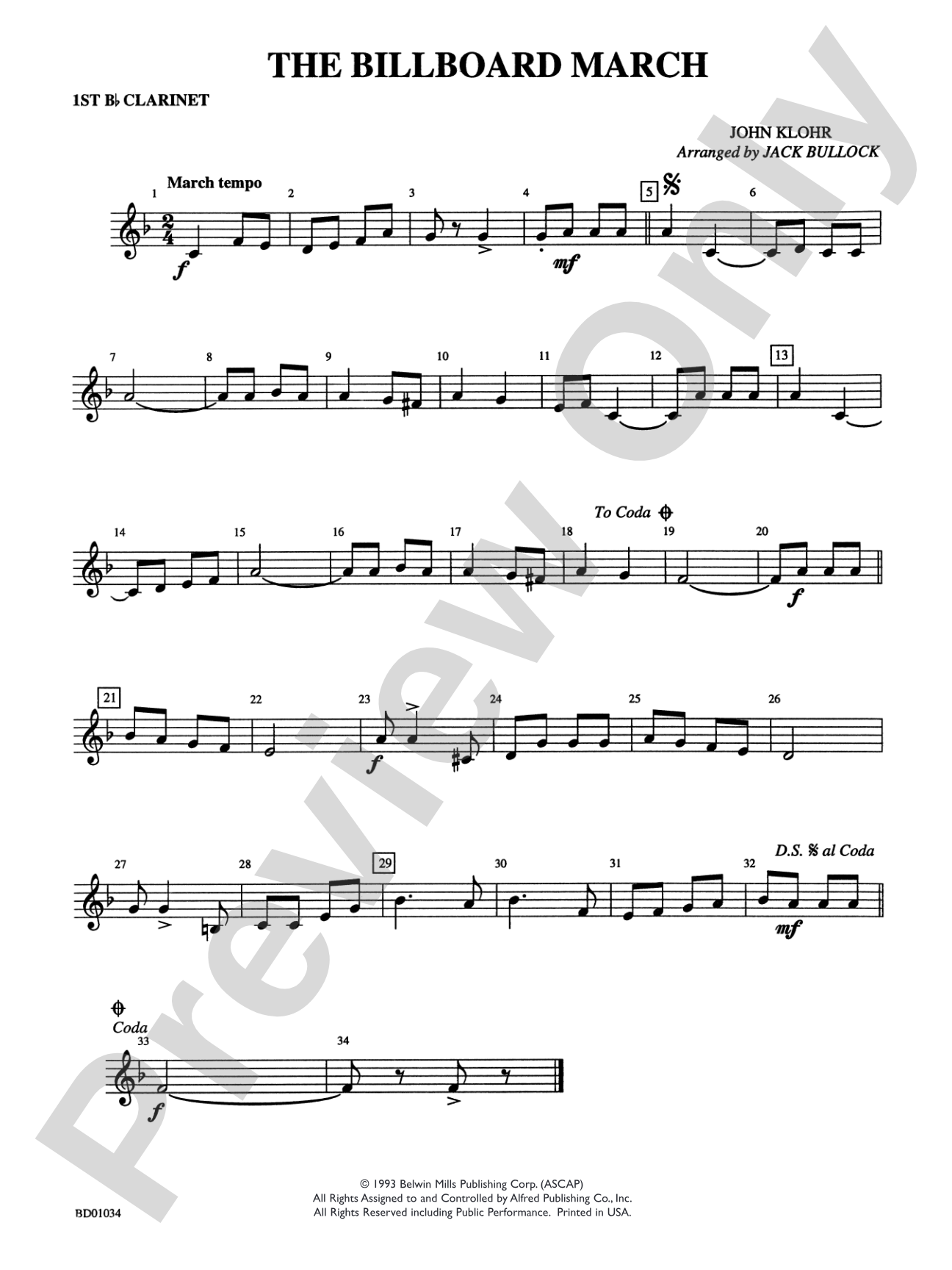 The Billboard March: 1st B-flat Clarinet
