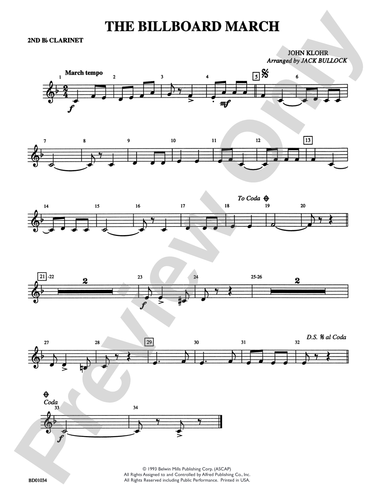 The Billboard March: 2nd B-flat Clarinet