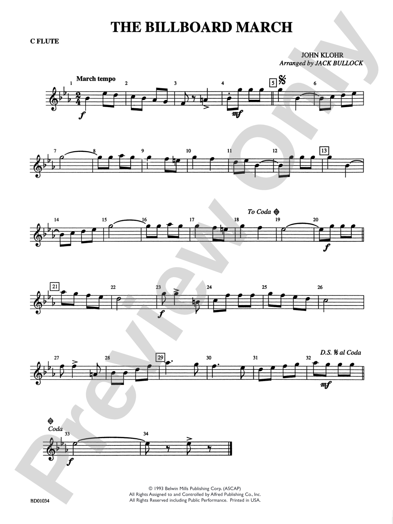 The Billboard March: Flute