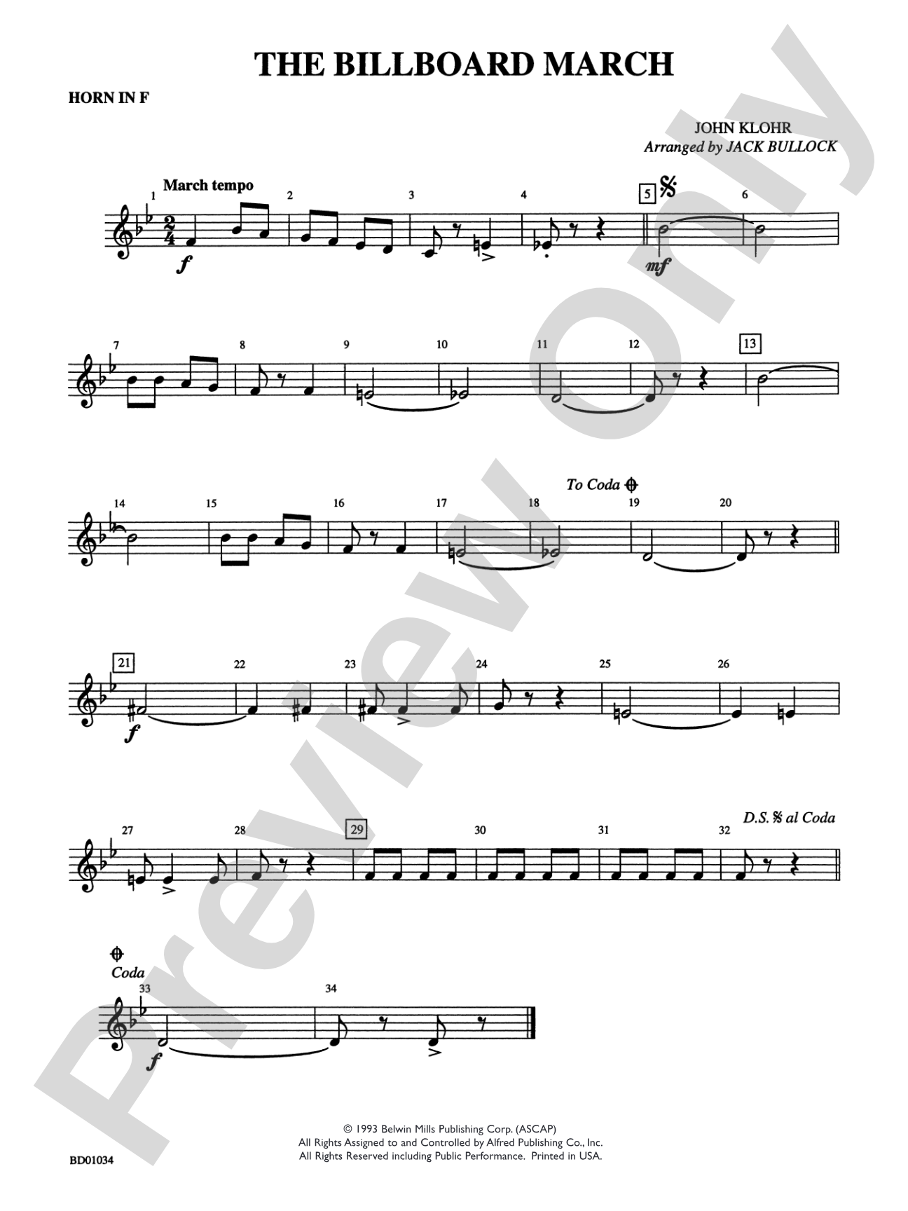 The Billboard March: 1st F Horn