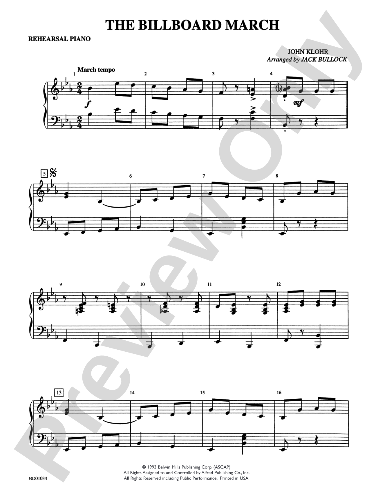 The Billboard March: Piano Accompaniment