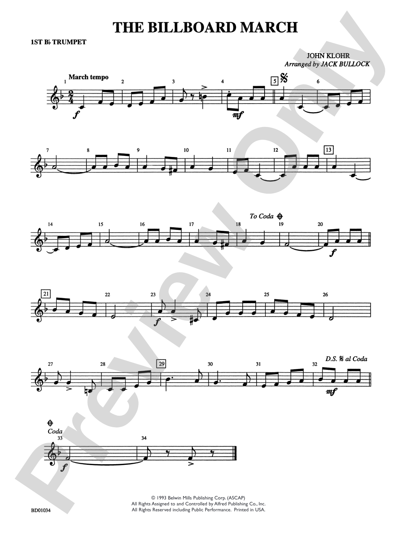 The Billboard March: 1st B-flat Trumpet