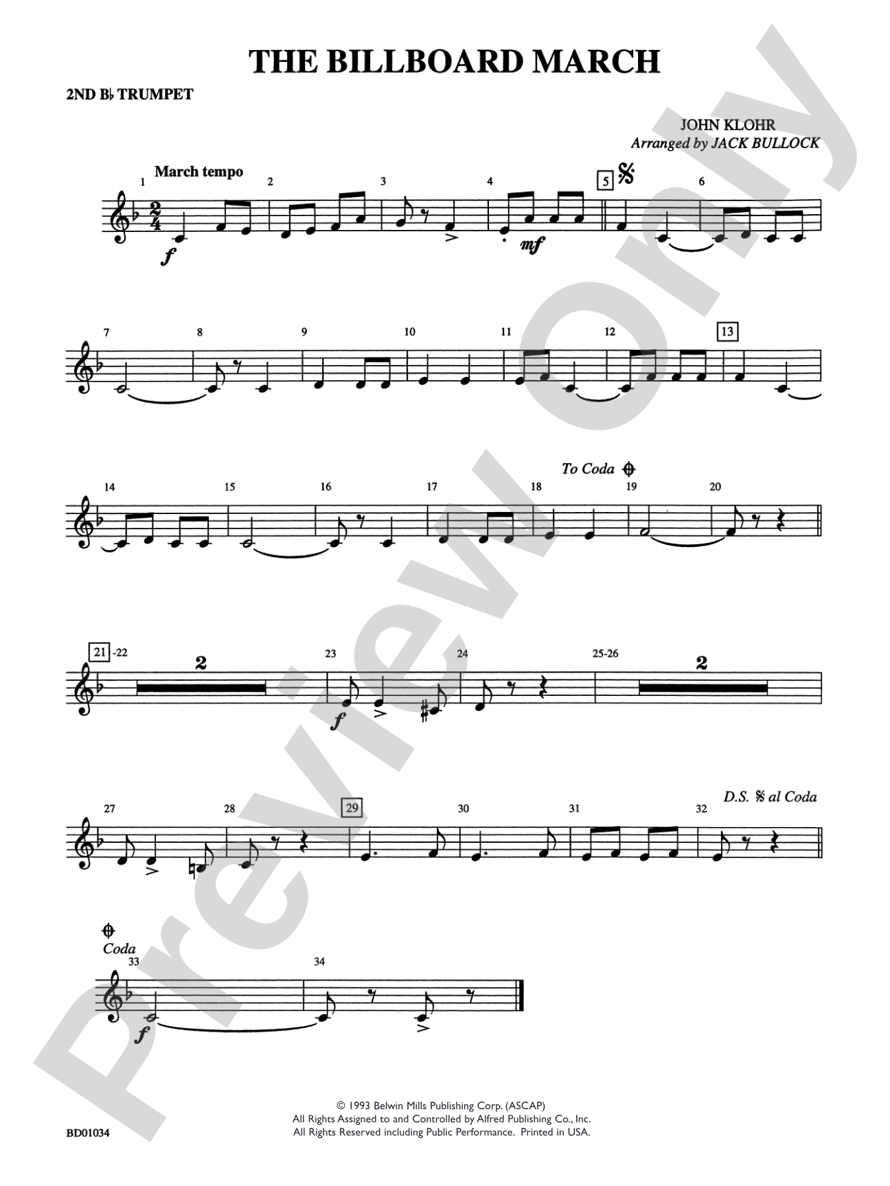 The Billboard March: 2nd B-flat Trumpet
