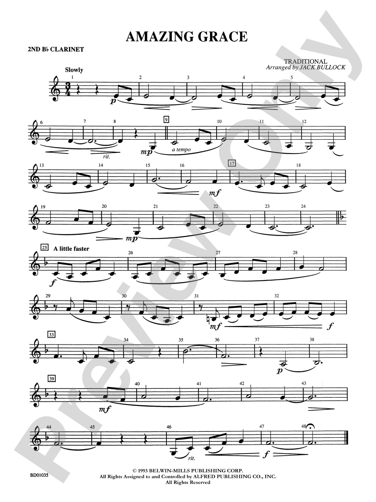 Amazing Grace: 2nd B-flat Clarinet