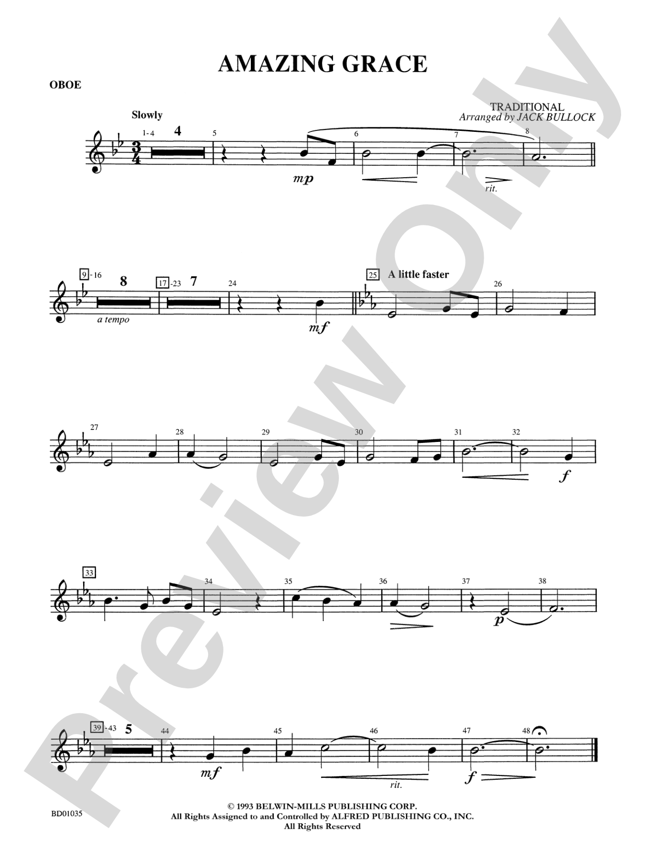 Amazing Grace: Oboe