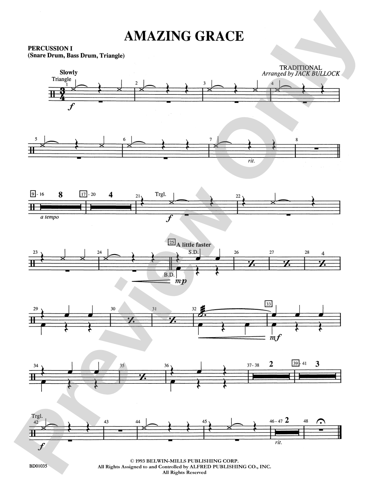 Amazing Grace: 1st Percussion