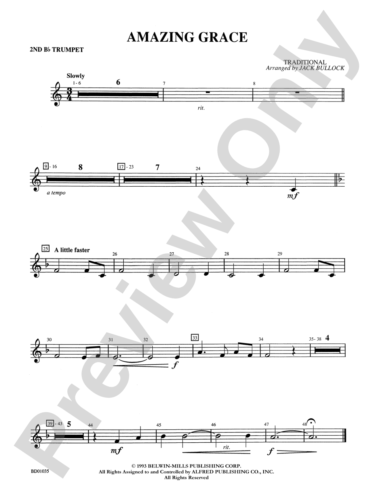 Amazing Grace: 2nd B-flat Trumpet