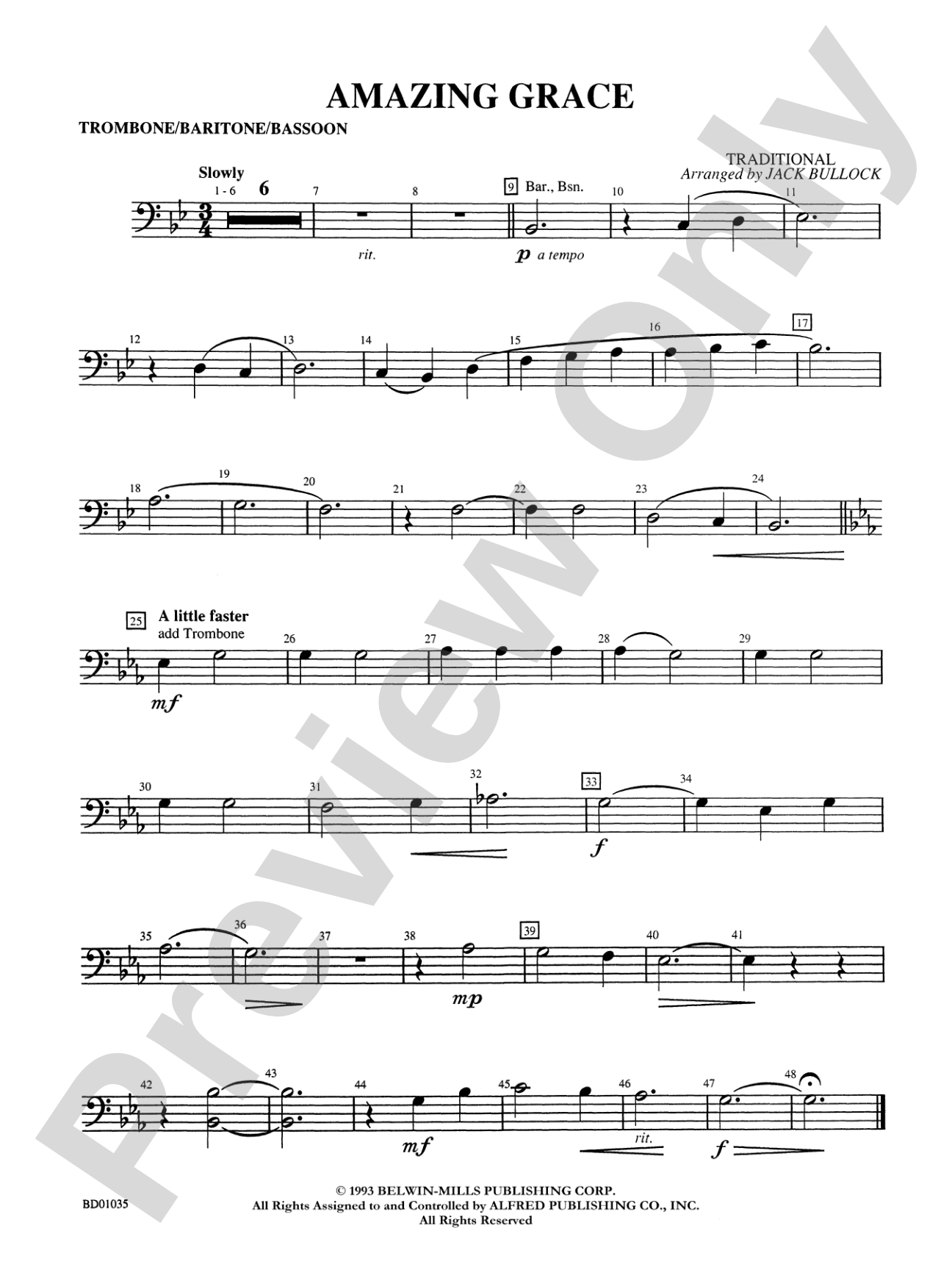 Amazing Grace: 1st Trombone