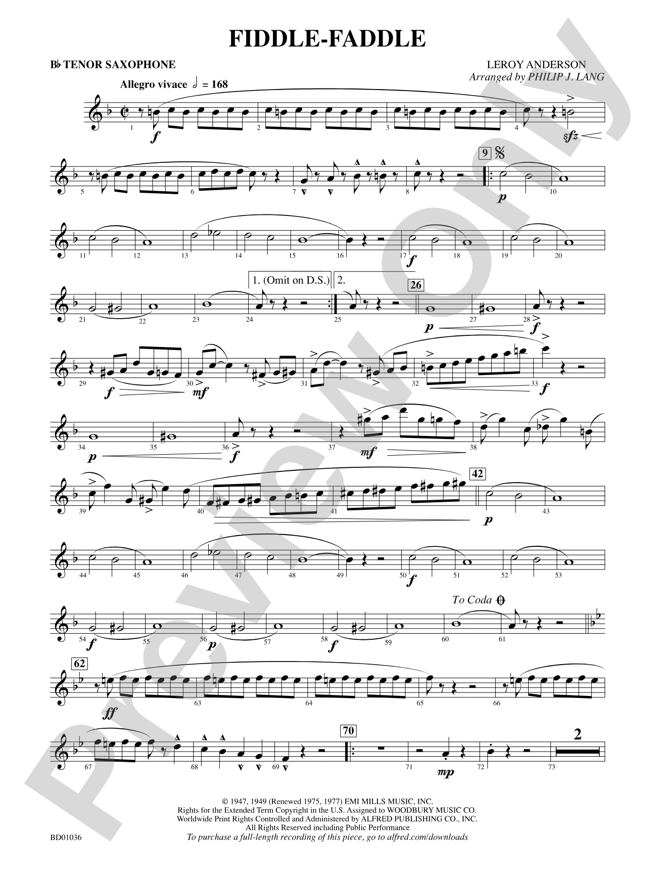 Fiddle-Faddle: B-flat Tenor Saxophone